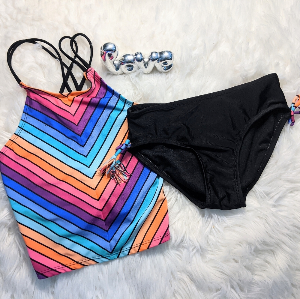 COPY - NWOT- Two Piece Rainbow Bathing Suit